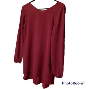 Maurices long sleeve cross back tunic blouse - Size XS - Maroon- EUC
